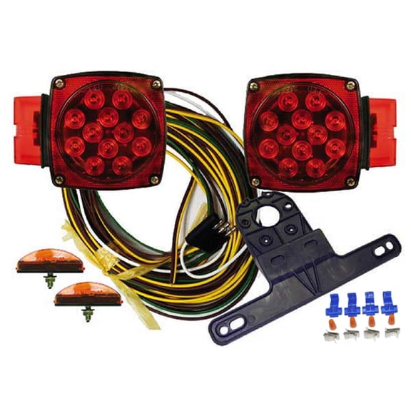 Submersible LED Over 80" Trailer Marker Stop Brake Turn Tail Light Kit / Wiring