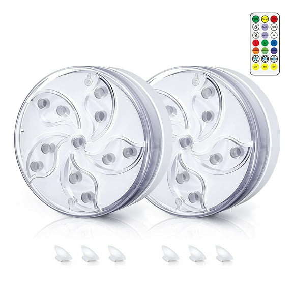 Submersible LED Pool lights Magnet Underwater Bulb RGB Color Changing Waterproof Lamp + Remote (2 Lights & 1 Remote)