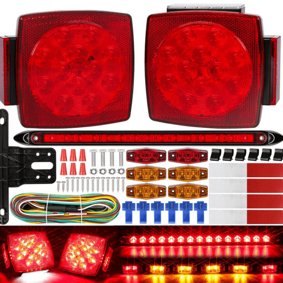 Submersible LED Trailer Tail Light Kit, Super Bright Brake Stop Turn Reverse Tail License Lights for Under 80 Inch Trailer Boat Utility Trailer Marine Camper RV