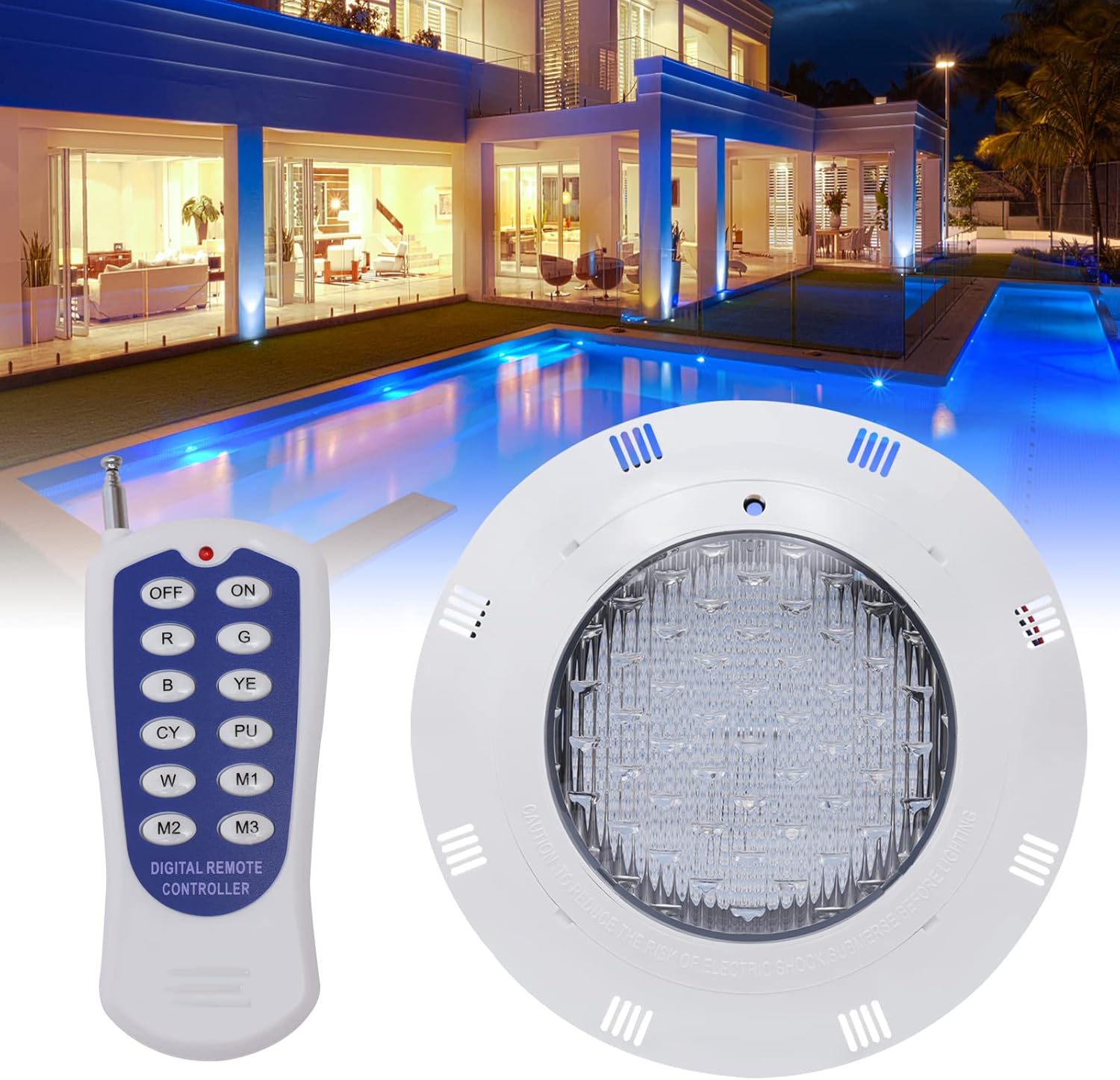 Submersible Led Lights, 12V 45W RGB Waterproof Pool Lights for Inground ...