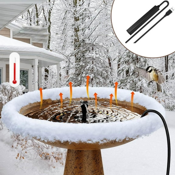 Submersible Outdoor Heater for Bird Baths and Small Ponds, 10W Deicer with 48-Inch Cord and Automatic Temperature Control