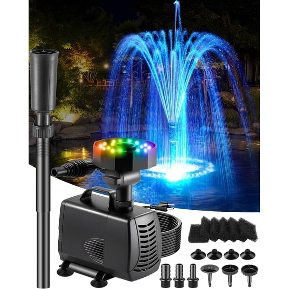 Submersible Pump Pond Filter System Kits,3-in-1 Pond Filter Fountain with Colorful Light, Ponds Filter Box,Multi-layer Filtration, Applicable to Garden Fish Pond,Water Feature