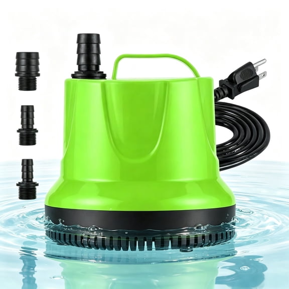 Submersible Pump for Fish Tank, Pond, Aquarium, Hydroponic Systems with 5ft Power Cord and 4 Nozzles, 660GPH