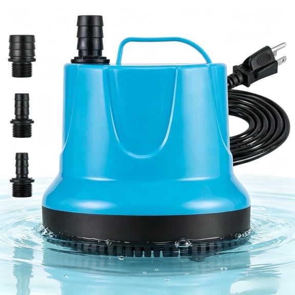 Submersible Pump for Fish Tank, Pond, Aquarium, Hydroponic Systems with 5ft Power Cord and 4 Nozzles, 660GPH