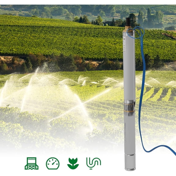 Submersible Pump with Control Box, 3" OD Pipe 0.55KW 0.75HP Stainless Steel Submersible Well Pump 1" Outlet Bore Pump for Industrial and Home Use