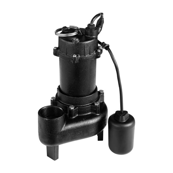 Submersible Sewage Pump, 1 HP, 5200 GPH Cast Iron Sewage/Effluent Pump with Automatic Tethered Float Switch, 2-Inch NPT Discharge, 120V, 25 ft Max Lift, for Basement, Septic Tank, Residential