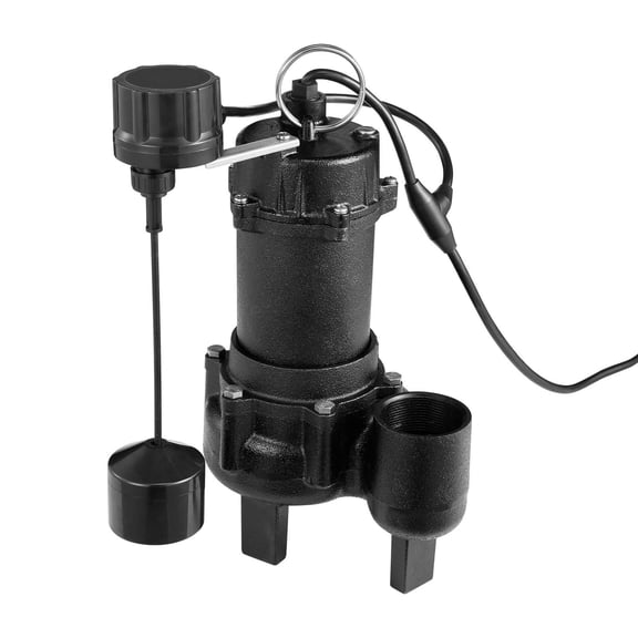 Submersible Sewage Pump 3/4 horsepower 6000 GPH Cast Iron Automatic Float Switch 2 Inch Discharge 120V 23 ft Max Lift for Basement Septic Tank