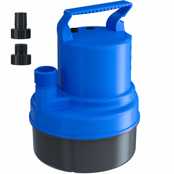 Submersible Sump Pump 1/3 HP 2900 GPH, Portable Small Water Pump for Clean Water Drainage, with Hose Adapters for Flexible Connections, for Pool Covers Basements Puddles Garden Ponds