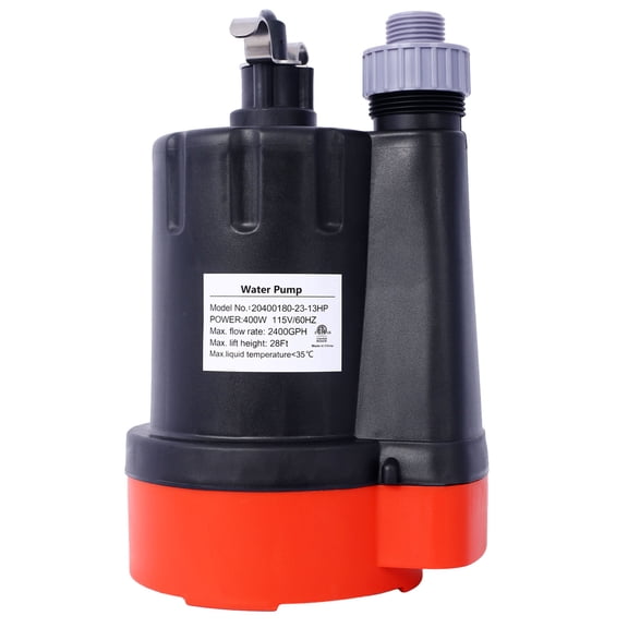 Submersible Water Pump, 1/3HP 2500GPH Thermoplastic Utility Pump Portable Electric Water Pump Sump Pump, With 10 Feet Power Cord.