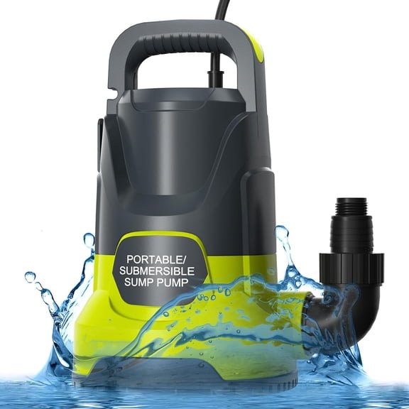 Submersible Water Pump 1.5HP 5500GPH Portable Sump Pump for Pool Draining with Adapters