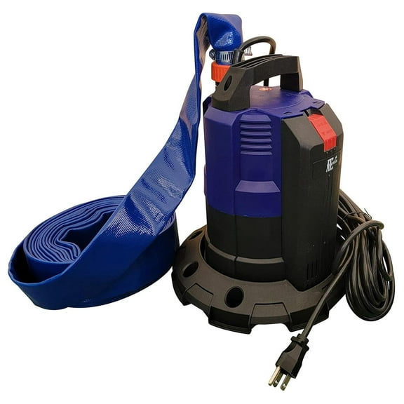 Submersible Water Pump with 25-Foot Hose and Optional Base, Pool Cover Water Drain Pump with Manual On/Off or Auto Mode, Sump Pump for Basements, Hot Tubs and More