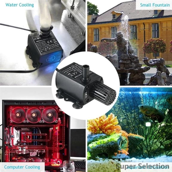 Submersible Water Pump, USB 5V Powered Ultra Quiet 300L/H Brushless Motor Pump, Mini Low Voltage For Aquarium, Fountain, Hydroponics, Fish Tank
