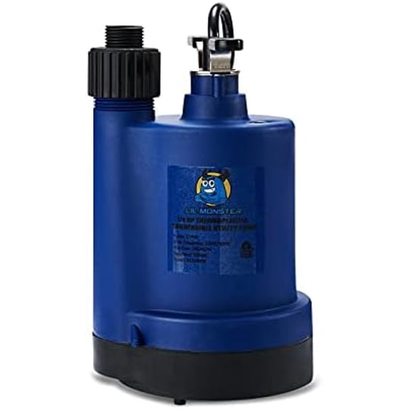 Submersible Water Pump Utility Pump Thermoplastic 1/4 HP Portable Electric Water Removal for basements, crawl spacs, rooftops and window wells, Navy-Blue