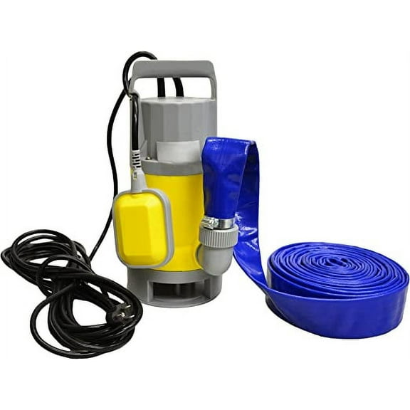Submersible Water Pump with 25 Foot PVC Hose (Complete Kit)