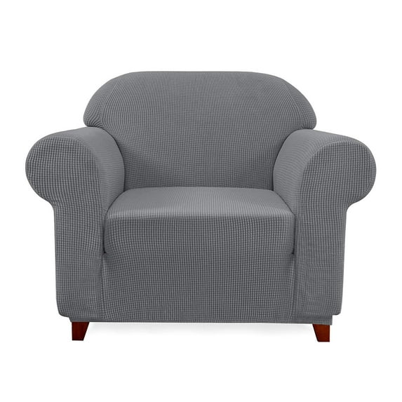Subrtex 1-Piece Jacquard high Stretch Couch slipcover, Furniture Protector for Sofa, Spandex Washable 1 Seater Cushion Cover Coat (Chair, Light Gray)