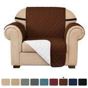 Subrtex 1-Piece Reversible Sofa Cover Quilted Slipcover (Armchair, Chocolate)