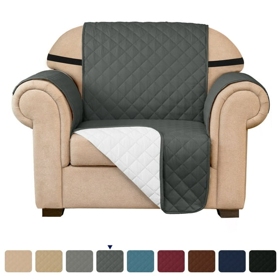 Subrtex 1-Piece Reversible Sofa Cover Quilted Slipcover (Armchair, Gray)