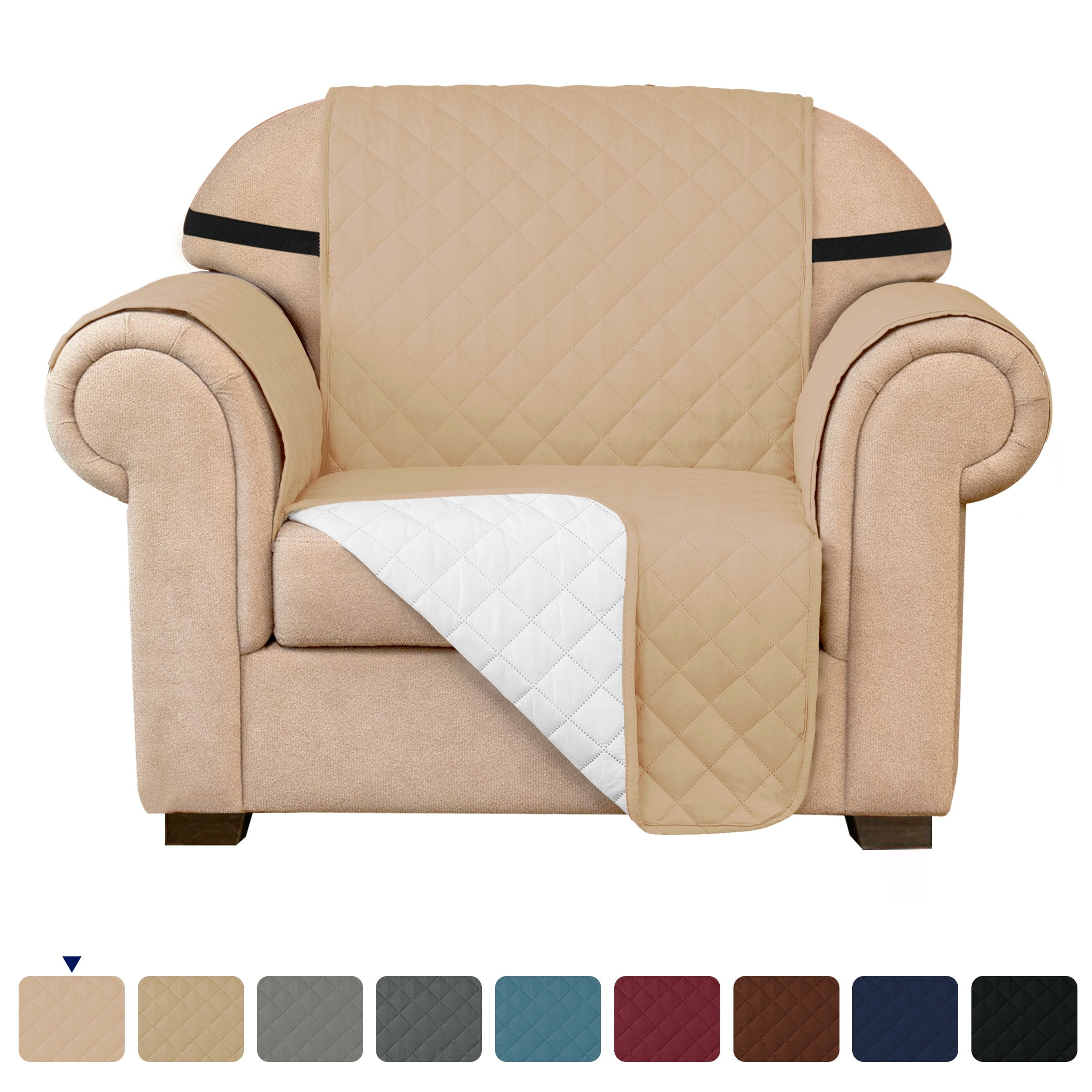 Subrtex 1Piece Reversible Sofa Cover Quilted Slipcover (Armchair