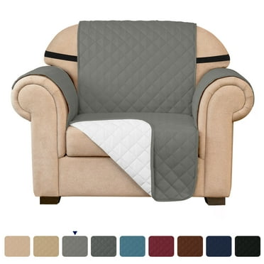 Subrtex 1-Piece Reversible Sofa Cover Quilted Slipcover (Armchair, Light Gray)
