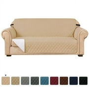 Subrtex 1-Piece Reversible Sofa Cover Quilted Slipcover (Loveseat, Khaki)