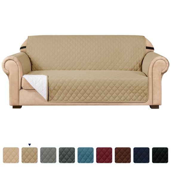 Subrtex 1-Piece Reversible Sofa Cover Quilted Slipcover (Loveseat, Sand)