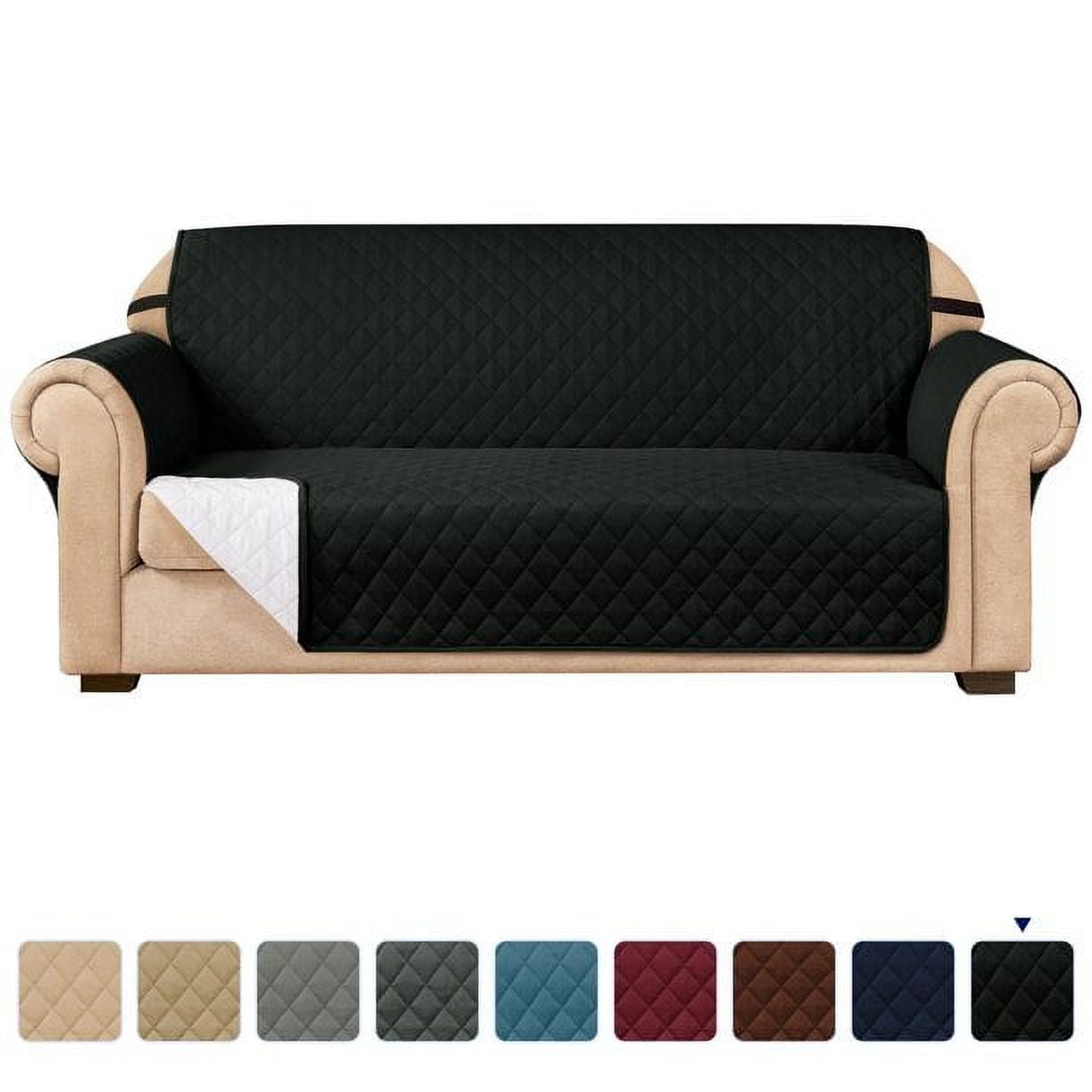 Subrtex 1-Piece Reversible Sofa Cover Quilted Slipcover (Sofa, Black)