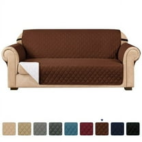 Subrtex 1-Piece Reversible Sofa Cover Quilted Slipcover (Sofa, Chocolate)