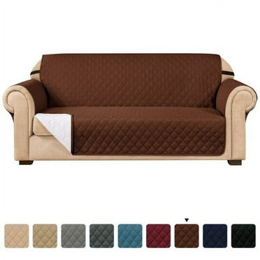 Subrtex 1-Piece Reversible Sofa Cover Quilted Slipcover (Sofa, Chocolate)