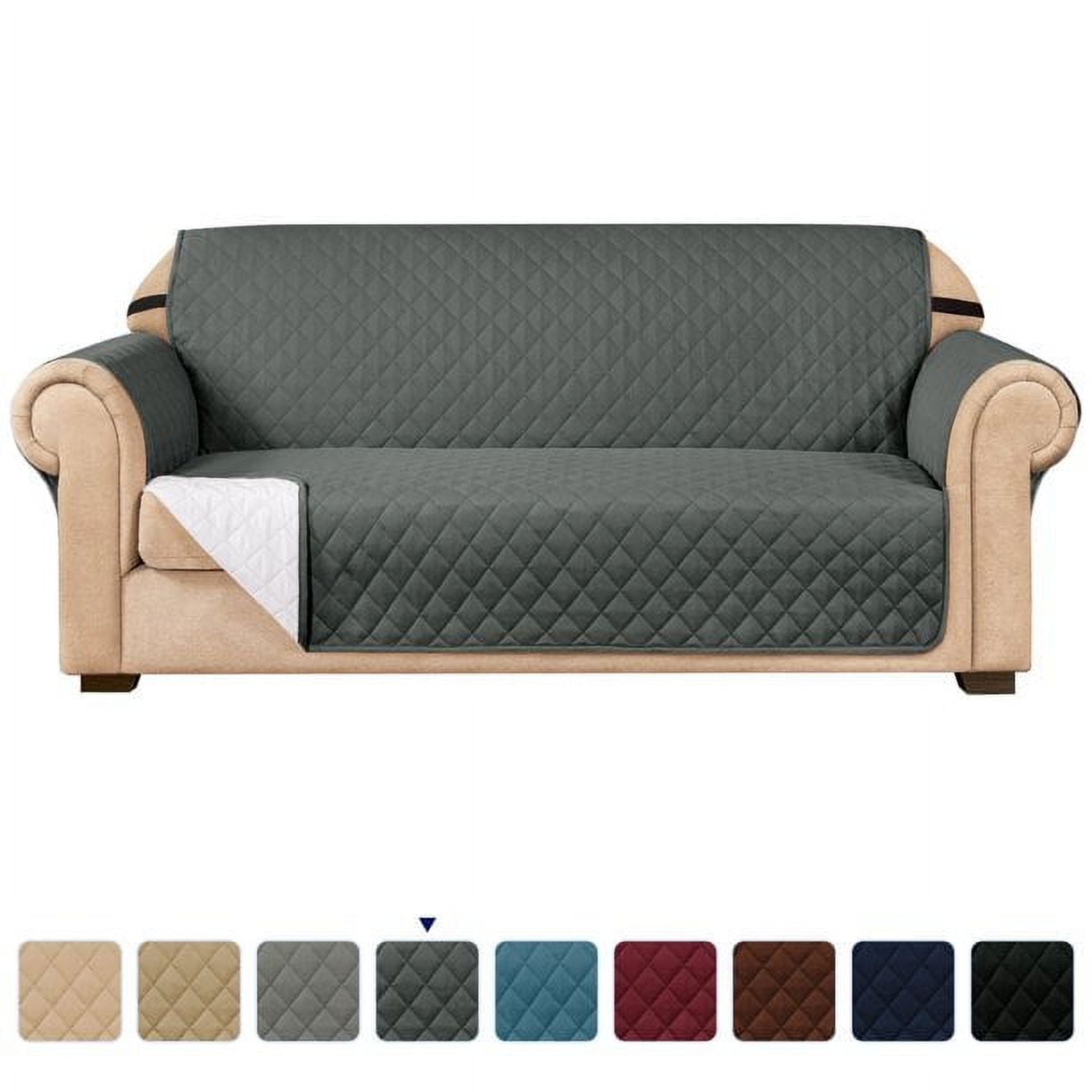 Subrtex 1-Piece Reversible Sofa Cover Quilted Slipcover (Sofa, Gray)