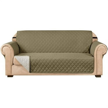 Subrtex 1-Piece Reversible Sofa Cover Quilted Slipcover (XL Sofa, Taupe)
