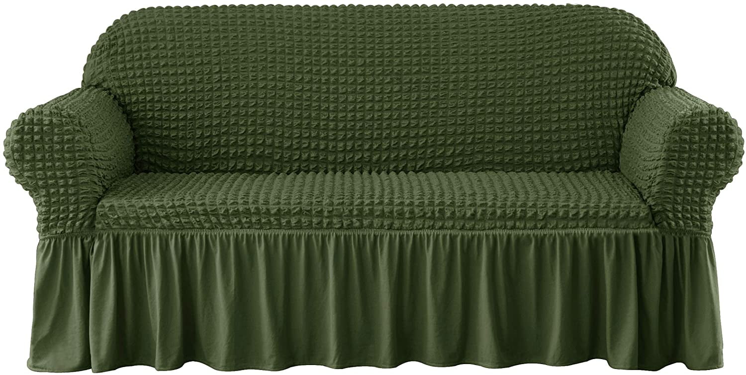 Subrtex 1Piece Seersucker Sofa Slipcover Skirt Stretch Couch Cover