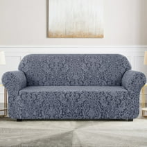 Subrtex 1-Piece Sofa Slipcover Jacquard Damask Couch Cover (Loveseat, Grayish Blue)
