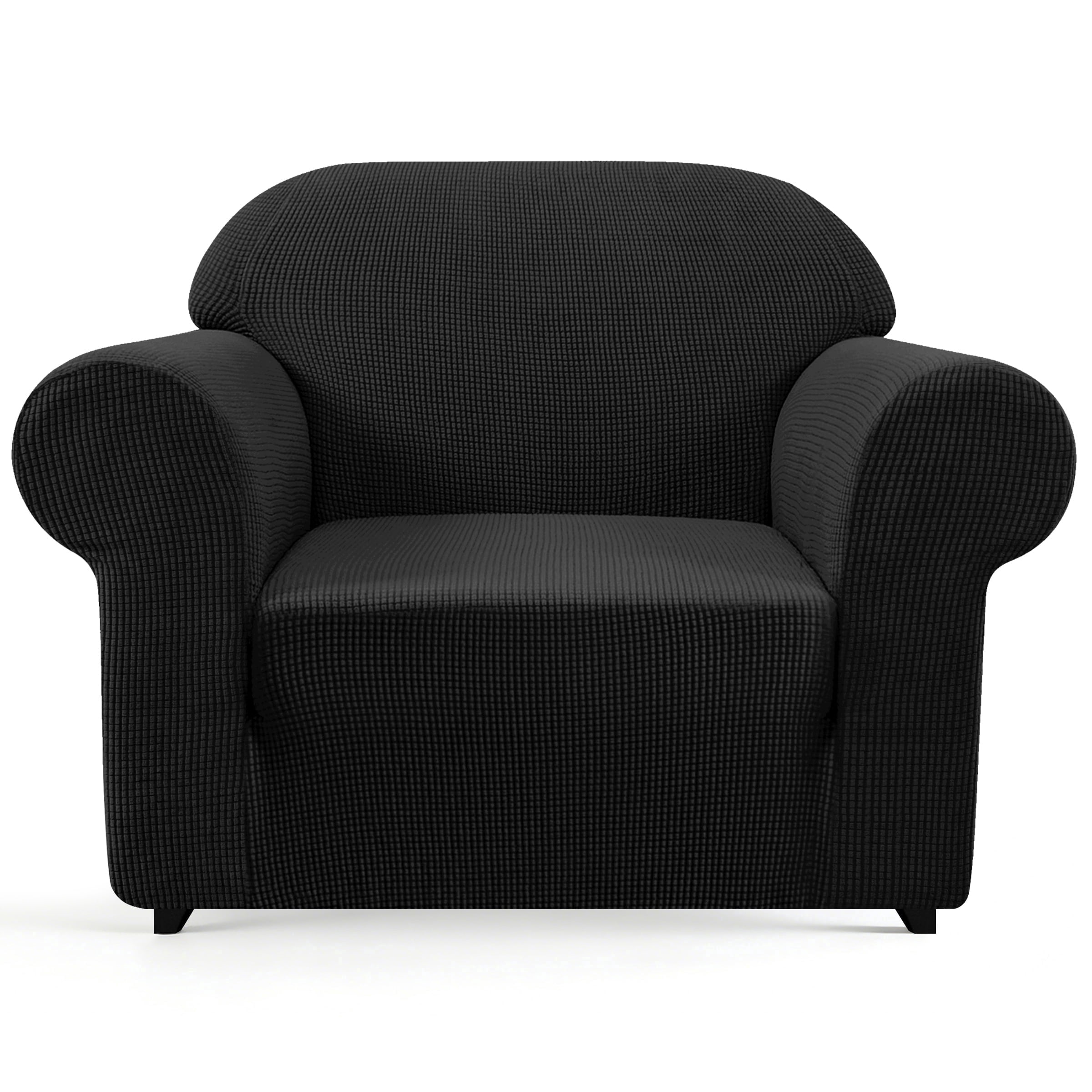 Subrtex  1 Piece Stretch Jacquard Couch Cover, Armchair Sofa Slipcover for 1 Cushion Couch, Machine Washable Furniture Protector (Armchair, Black)