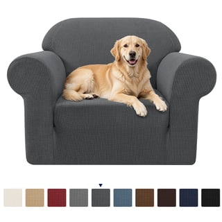 Subrtex 1 Piece Stretch Jacquard Couch Covers, Couch Covers for 1 Cushion Sofa, Machine Washable Sofa Slipcover for Pets, Non Slip Furniture Protector with Elastic Bottom (Armchair, Gray)
