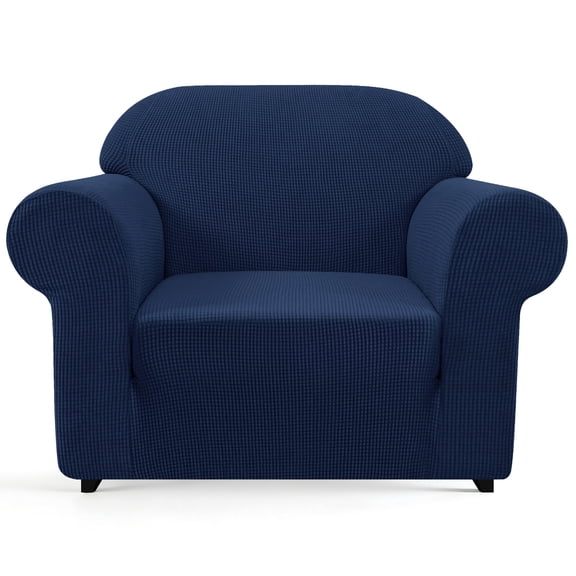 Subrtex 1 Piece Stretch Jacquard Couch Cover, Armchair Sofa Slipcover for 1 Cushion Couch, Machine Washable Furniture Protector (Armchair, Navy)
