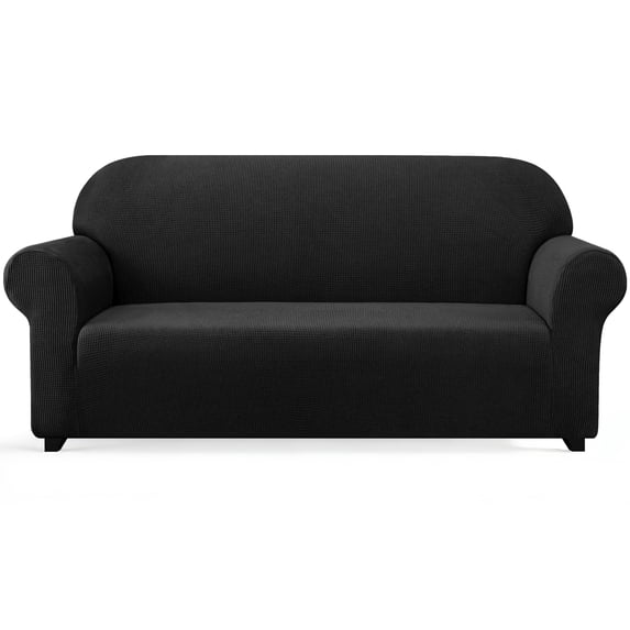 Subrtex 1-Piece Stretch Sofa Slipcover Non Slip Couch Cover (Loveseat, Black)