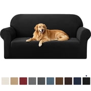 Subrtex 1-Piece Stretch Sofa Slipcover Non Slip Couch Cover Loveseat, Black