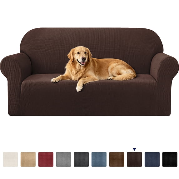 Subrtex 1 Piece Stretch Jacquard Couch Cover, Sofa Slipcover for 3 Cushion Couch, Machine Washable Furniture Protector(Sofa, Chocolate)