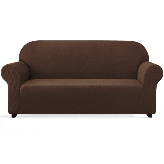 Subrtex 1 Piece Stretch Jacquard Couch Cover, Sofa Slipcover for 3 Cushion Couch, Machine Washable Furniture Protector(Sofa, Chocolate)