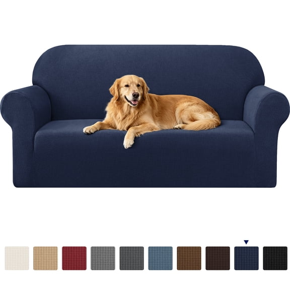 Subrtex 1 Piece Stretch Jacquard Couch Cover, Sofa Slipcover for 3 Cushion Couch, Machine Washable Furniture Protector (Sofa, Navy)
