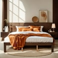 thumbnail image 1 of Subrtex 12" Solid Wood Platform Bed Frame with Wooden Slats, Walnut, King, 1 of 8
