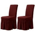 thumbnail image 1 of Subrtex 2/4PCS Dining Room Chair Covers Slipcovers with Skirt Jacquard Chair Slipcovers Furniture Protector,Set of 2,Wine, 1 of 5