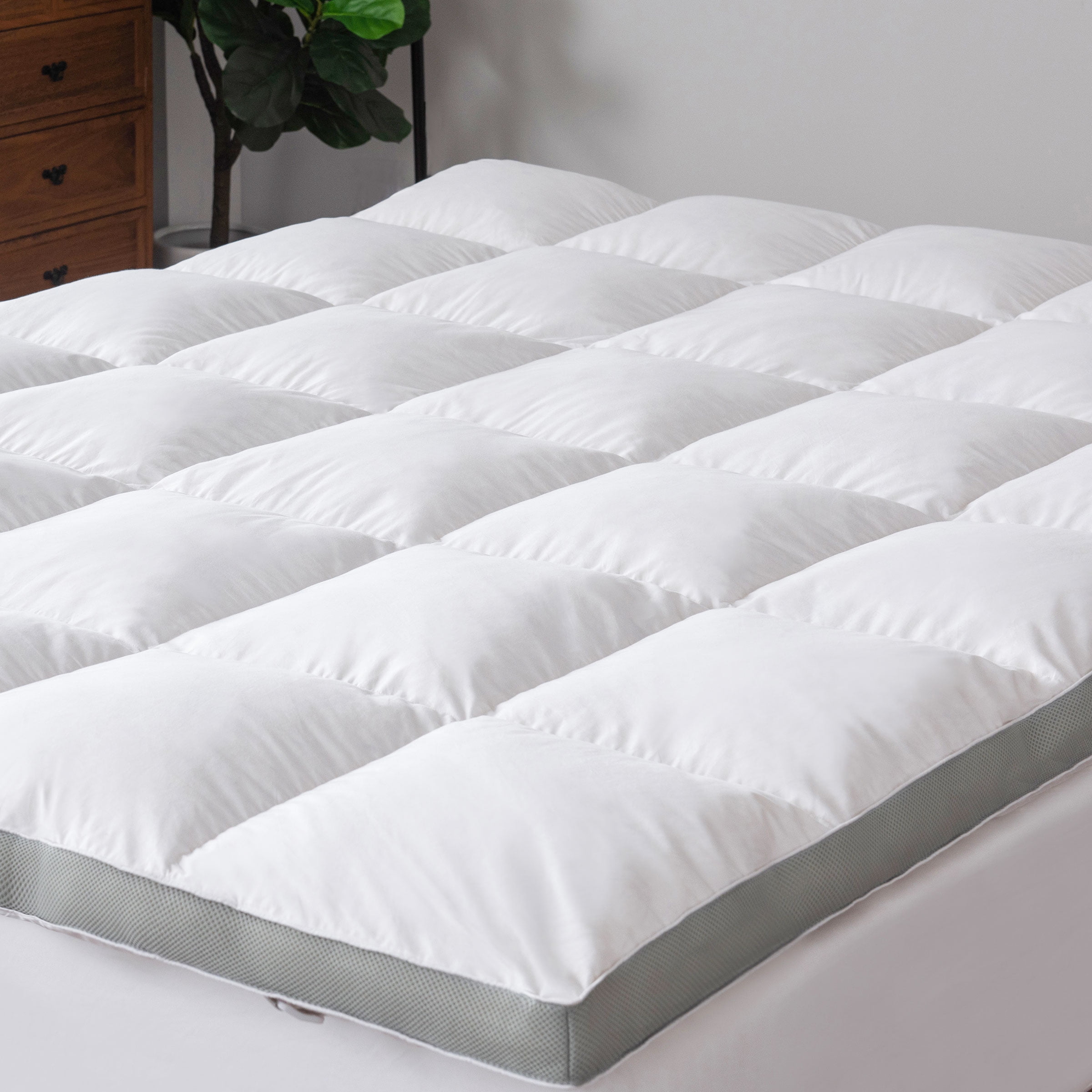 Subrtex 2inch Down Alternative 300TC Cotton Bed Mattress Topper, Twin