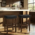thumbnail image 1 of Subrtex 24" Backless Bar Stool, Wood Upholstered Counter Stool for Kitchen, Set of 2, Black, 1 of 8
