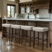 Subrtex 24" Backless Bar Stool, Wood Upholstered Counter Stool for Kitchen, Set of 4, Gray