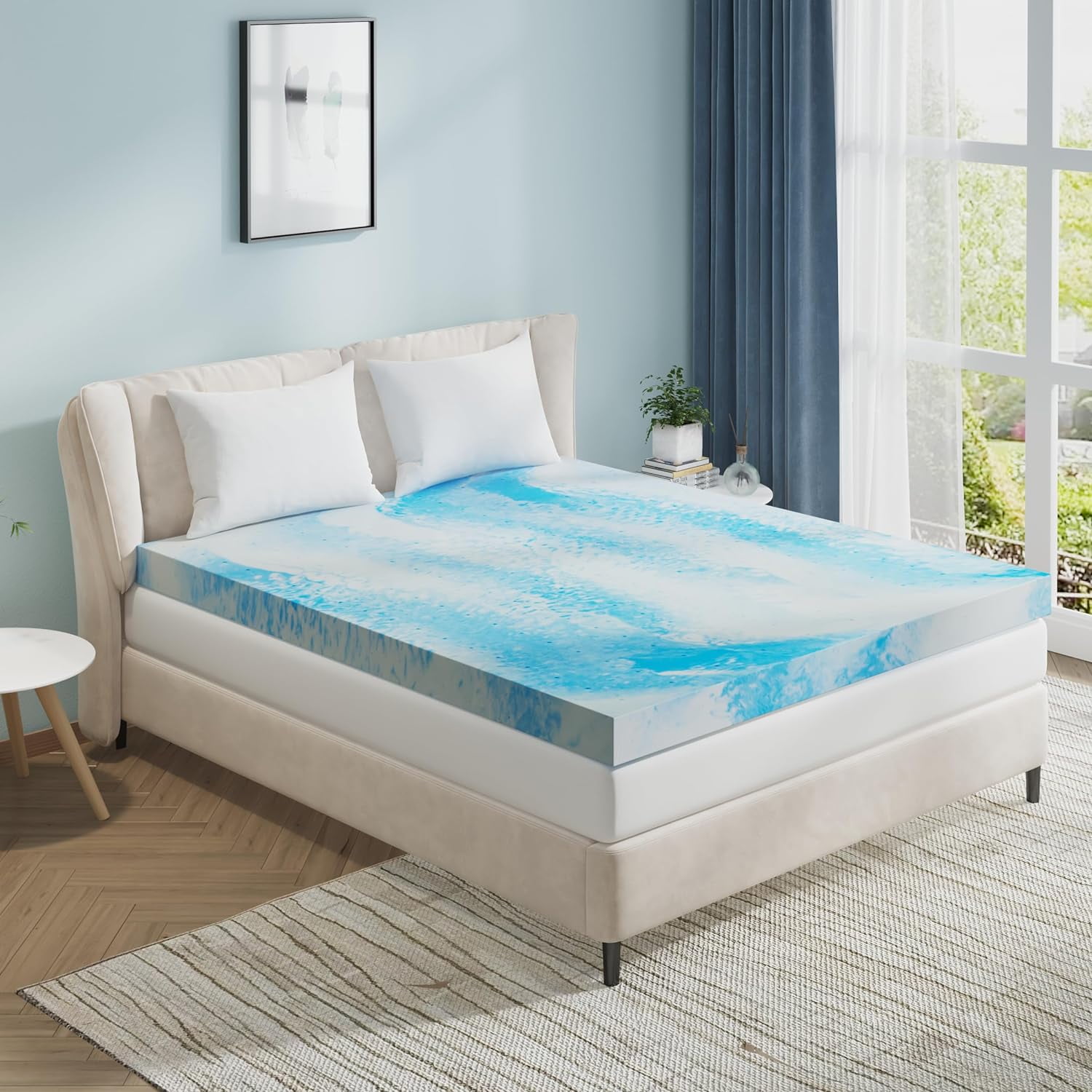 Subrtex 3 Inch Memory Foam Mattress Topper Twin XL, Cooling Ventilation