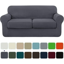 Subrtex 3-Piece High Spandex Textured Grid Sofa Slipcover, Separate Cushion Cover(Gray, Loveseat)