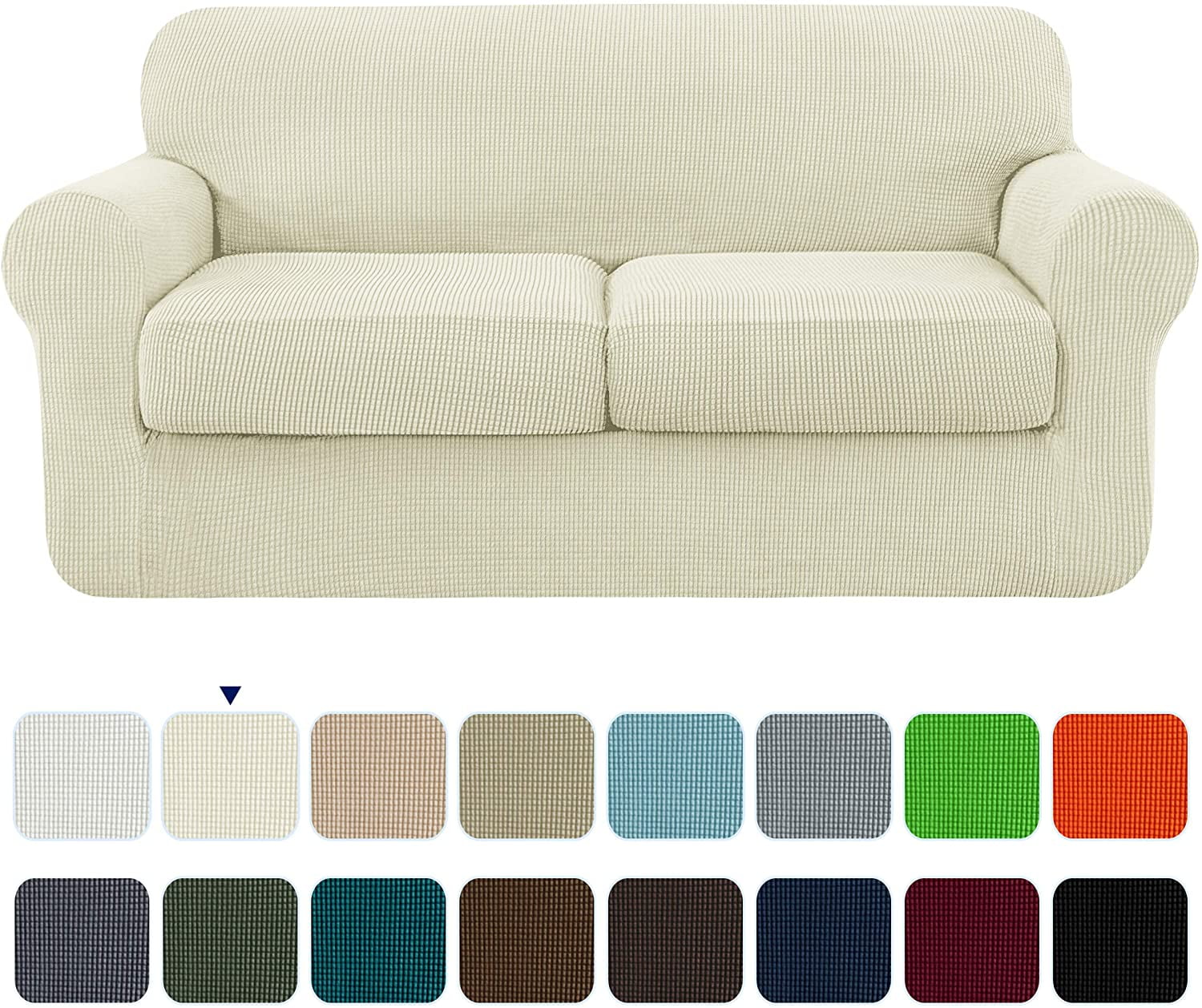 Love Seat Turquoize 3-Pc T-Cushion Sofa Cover Stretch Jacquard