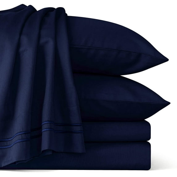Subrtex 300 Thread Count 4-Pack Sheet Set Soft and Wrinkle Resistant(King, Navy)