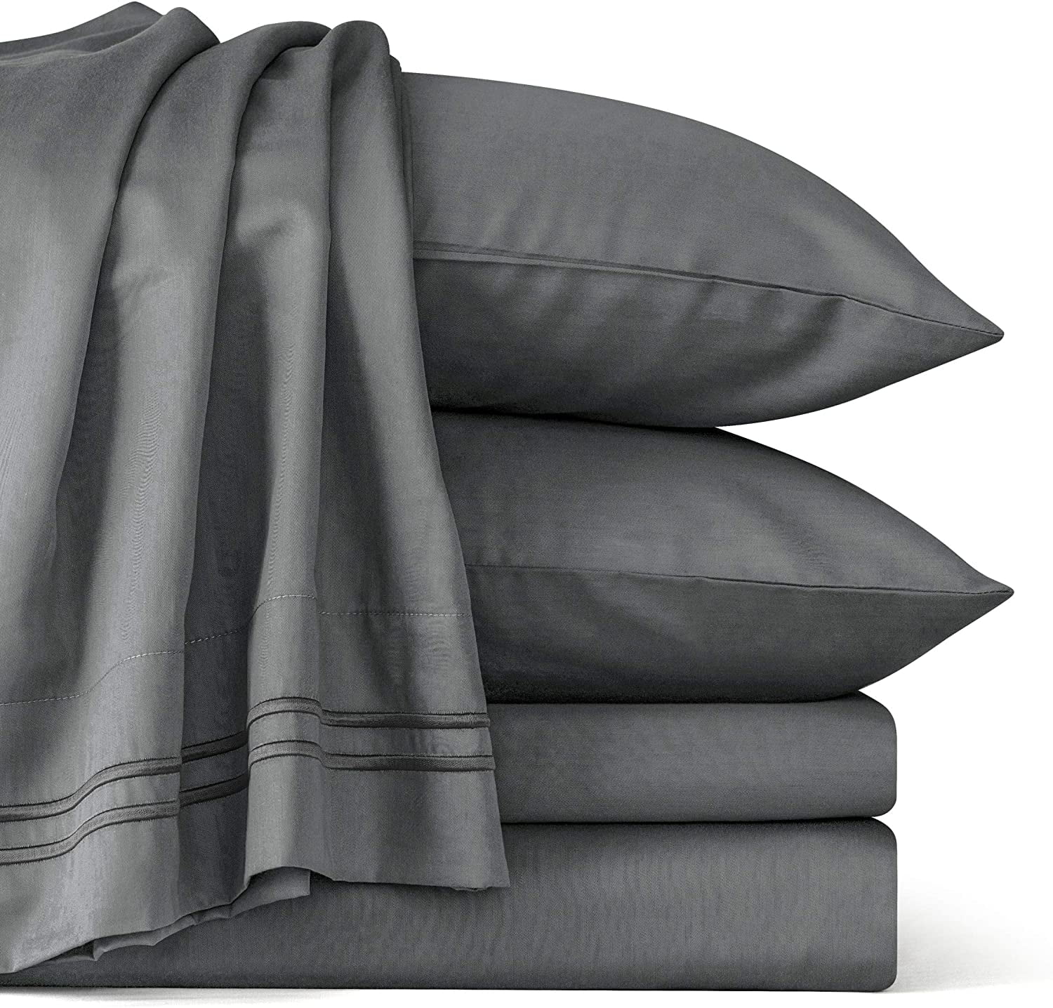 Subrtex 300 Thread Count 4-Pack Sheet Set Soft and Wrinkle Resistant（Queen,Gray）